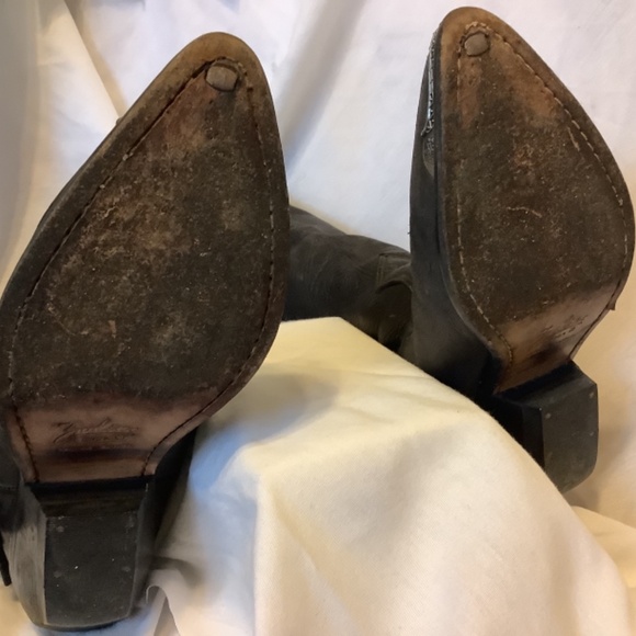 Vintage size 8 Western style black leather fringe cowboy boots made in USA - Picture 14 of 16